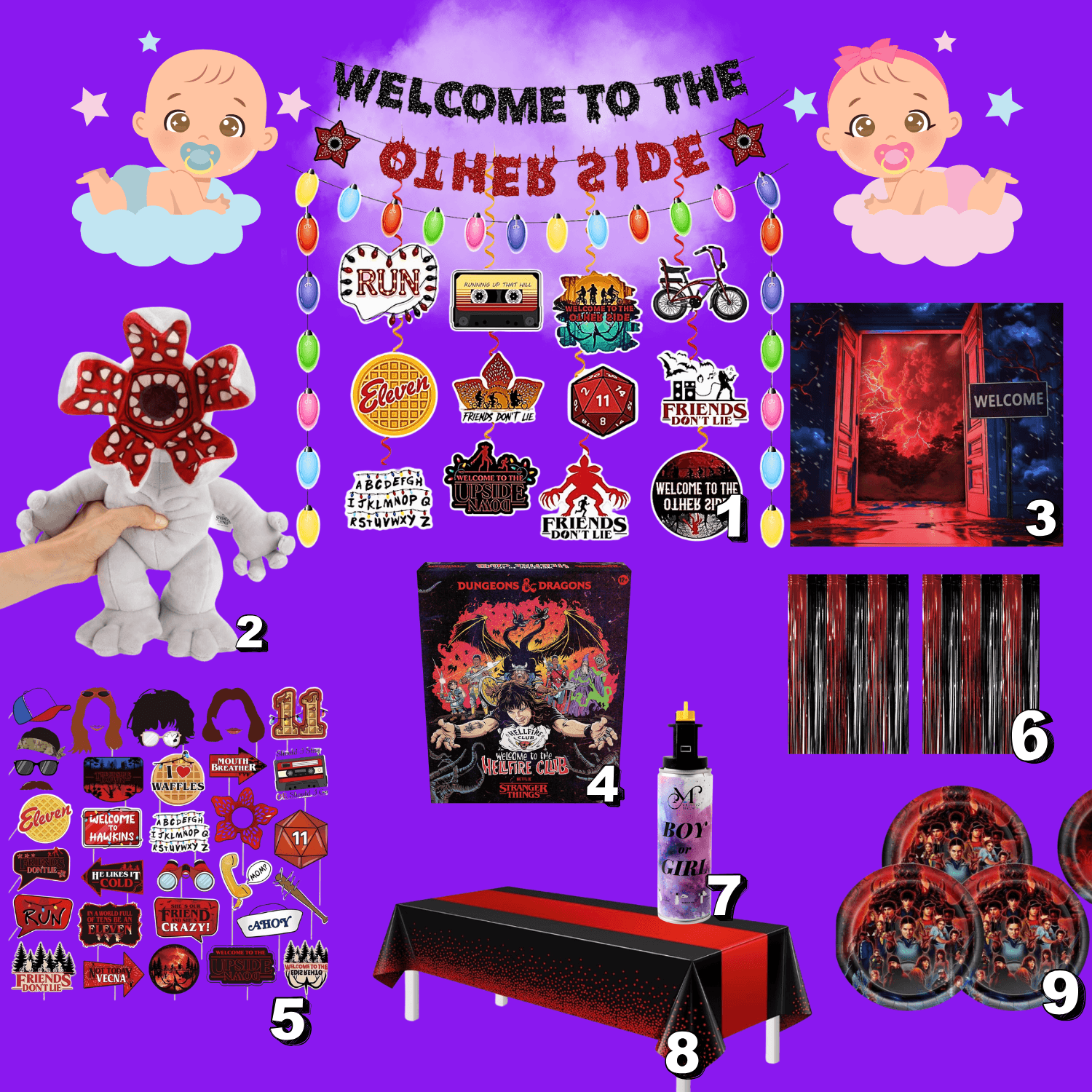 Stranger Things theme gender reveal party items