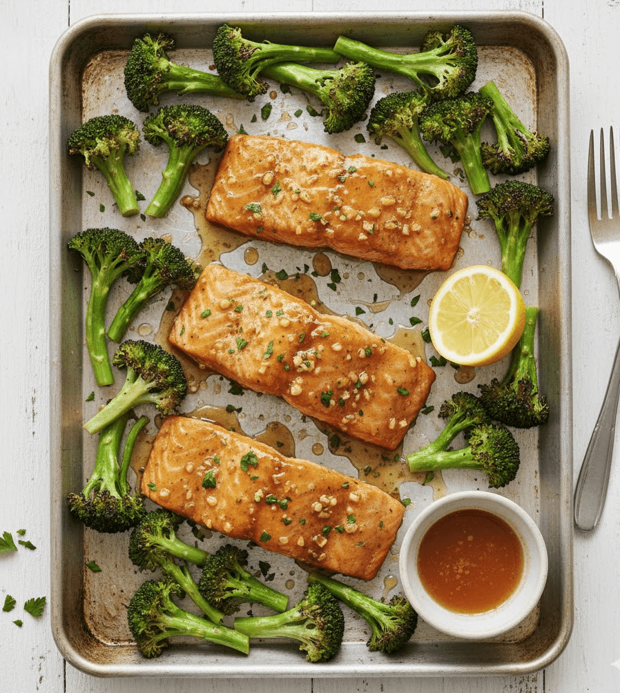 Honey-Garlic Sheet Pan Salmon & Broccoli