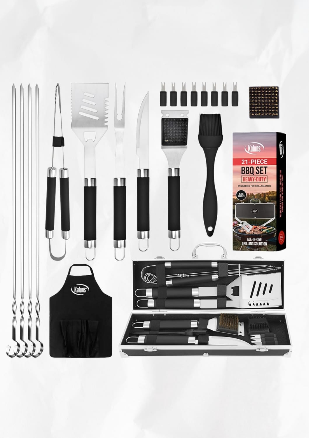 Kaluns Grilling Accessories, 21-Piece BBQ Tool Set