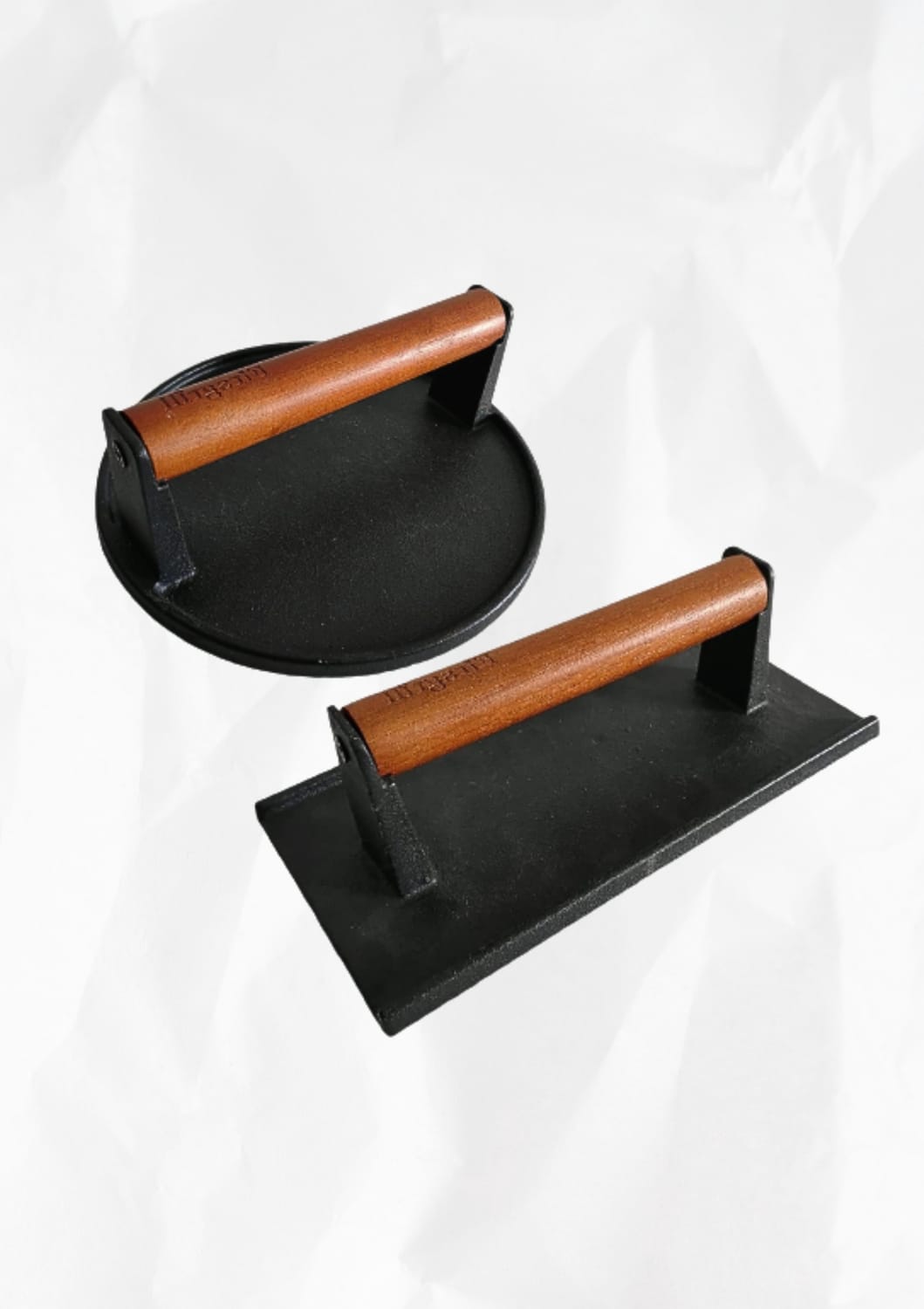 Burger Press 7.08" Round & 8.3”X4.3”Rectangle Heavy-Duty Cast Iron Smash Meat Steak