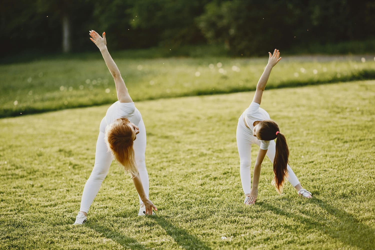 mom workout with her kid outside