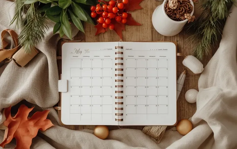 cozy notebook calendar seasons