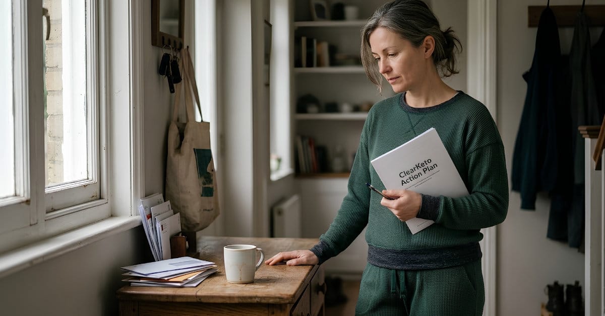 woman dealing with keto cravings late at night in a real kitchen