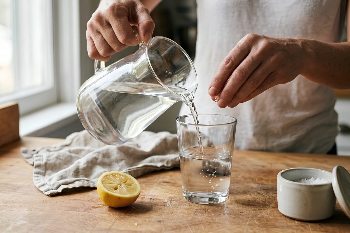 morning hydration routine with salt and lemon water for keto electrolyte balance
