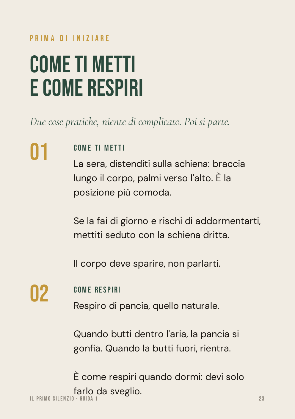 Anteprima della pagina su come ti metti e come respiri