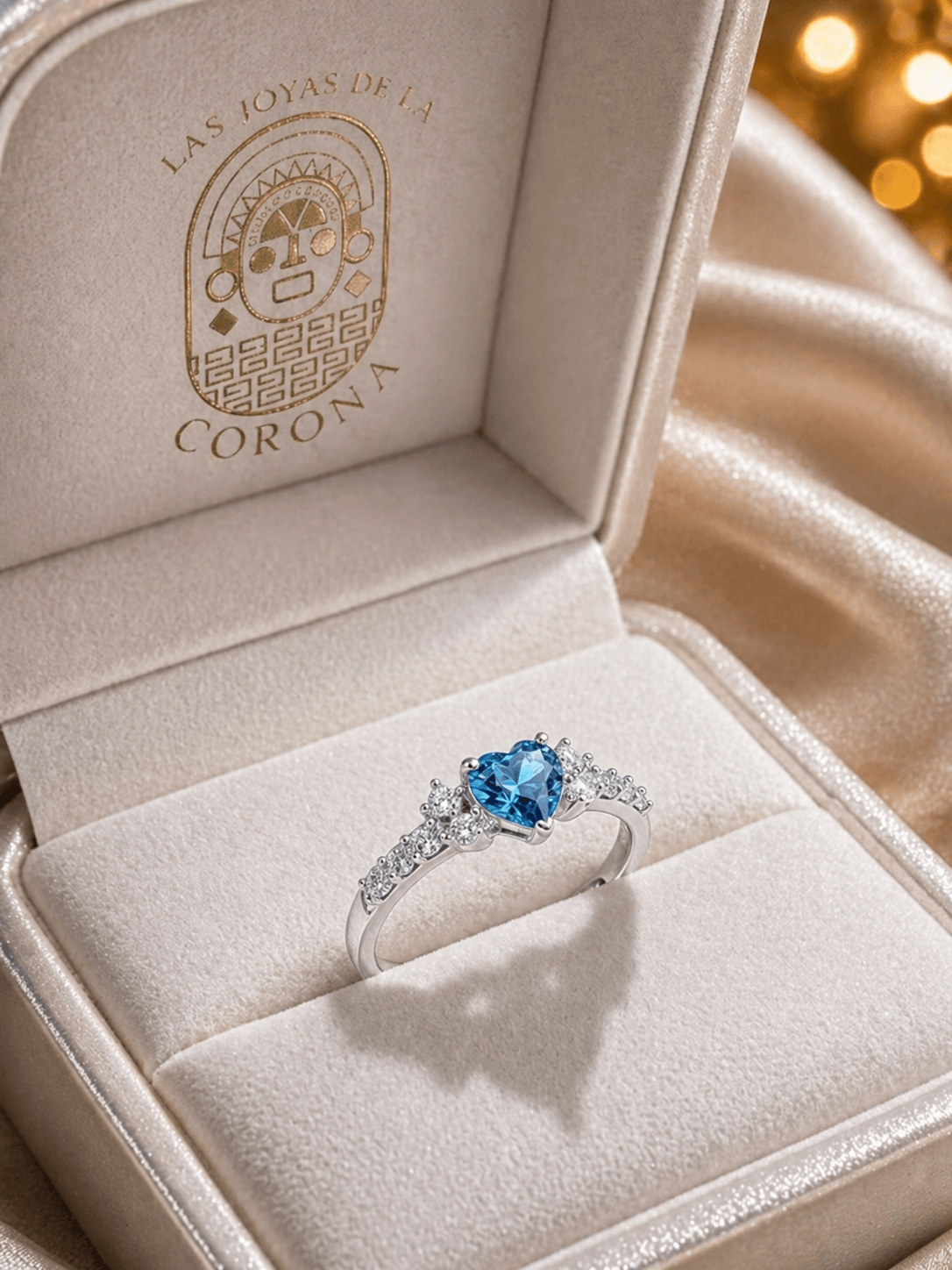 Joya corazón zircón agua marina