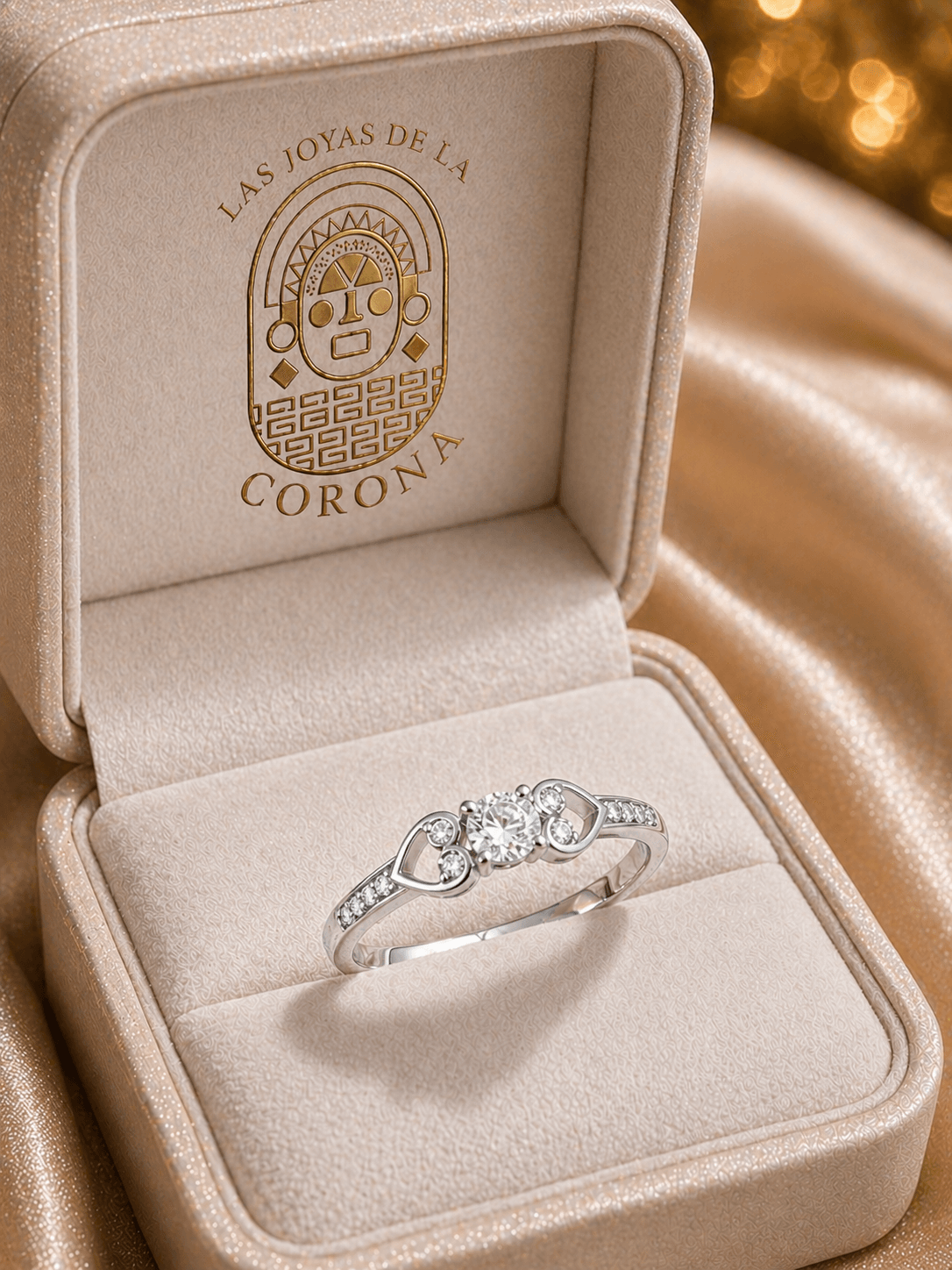 Anillo corazones con zircón de brillante