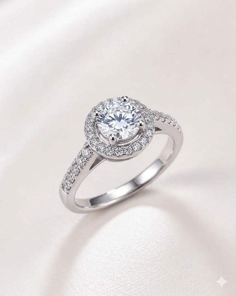 Anillo zircón brillante de luz vista 1
