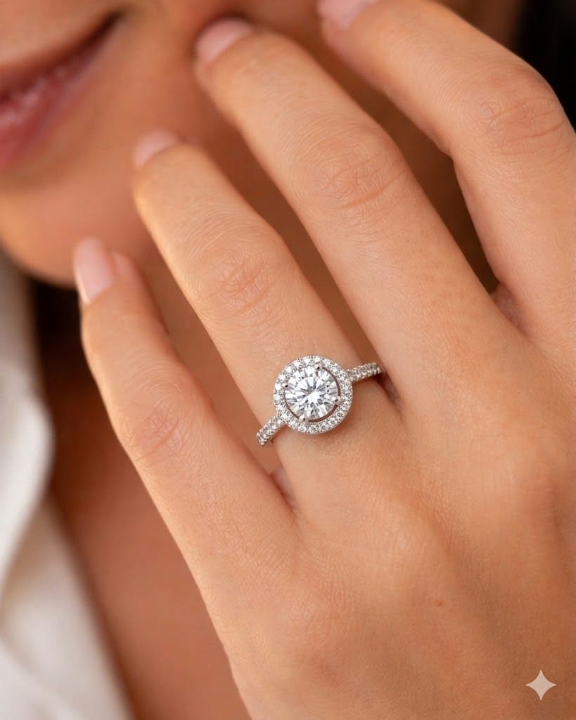 Anillo zircón brillante de luz vista 2
