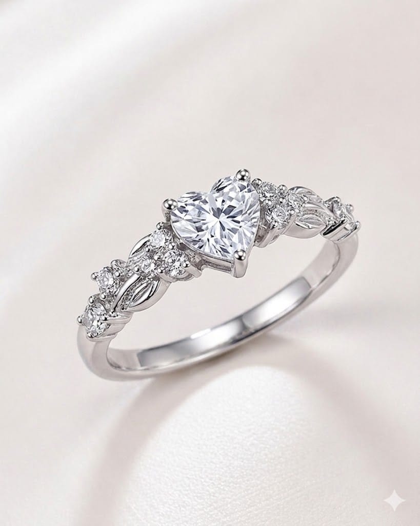Anillo zircón brillante corazón te amo vista 1