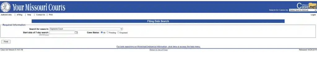 Missouri Court Filing Date Search