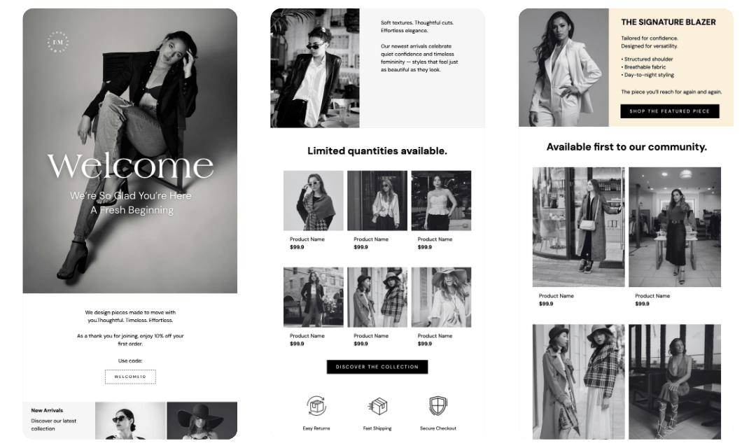 spring fashion email template bundle for boutique brands canva editable ecommerce newsletter marketing templates