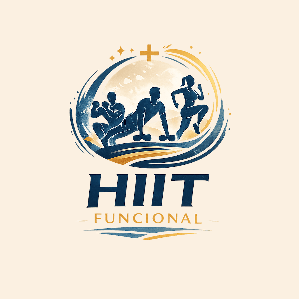 Grupo em treino funcional, energia positiva, movimento, ambiente comunitário, sem estética agressiva.