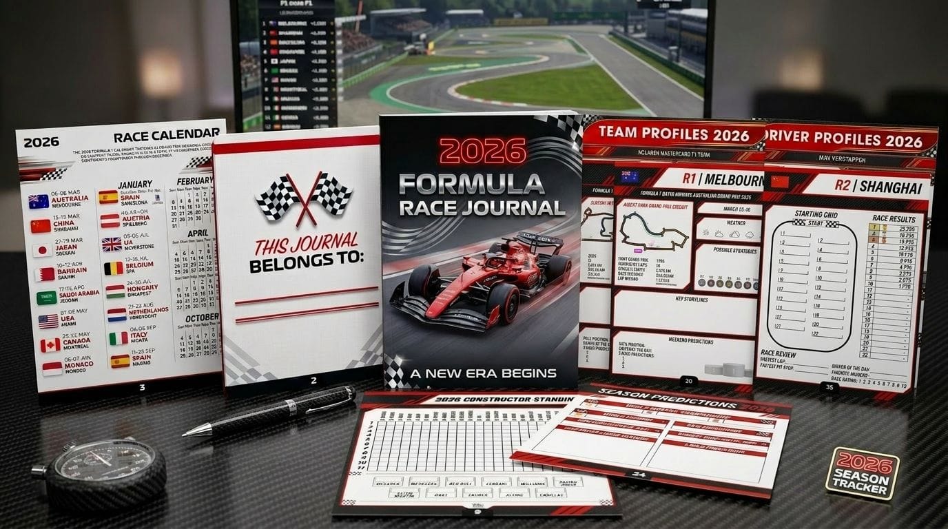F1 Season Journal 2026 — Inside Pages Overview