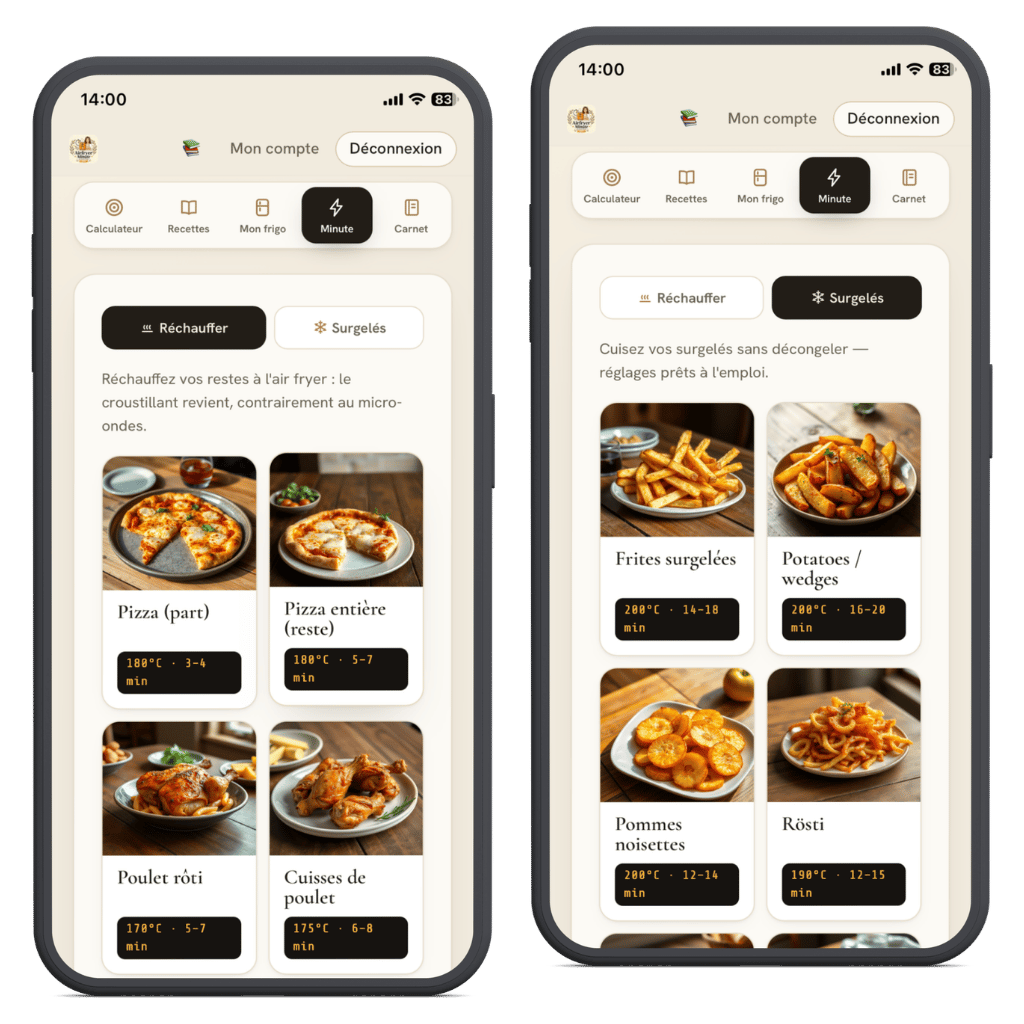Surgelés et réchauffage Air Fryer