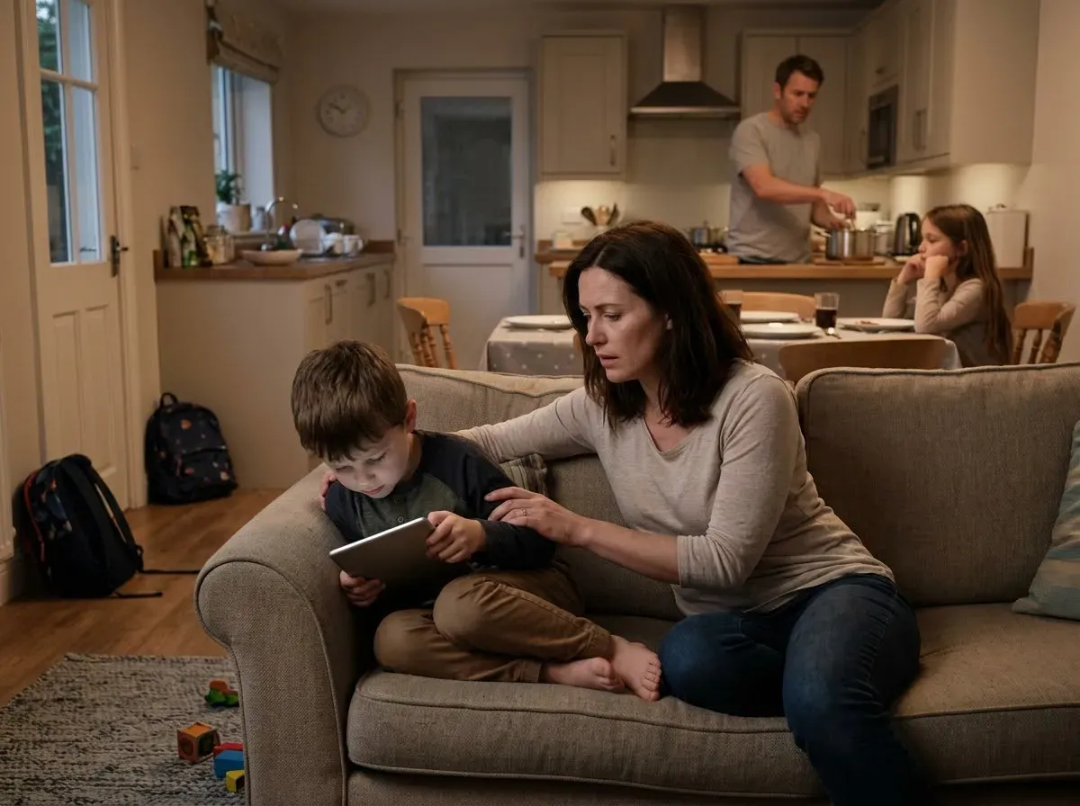 Parent dealing with a difficult screen-time transition