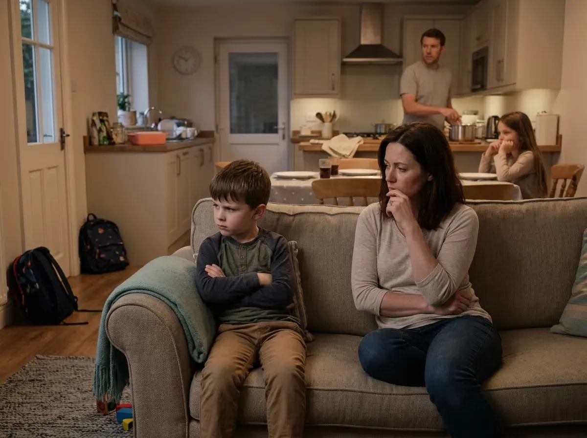 Family experiencing tension after screen time