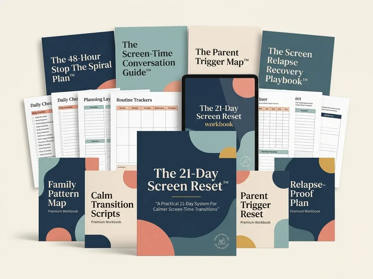 Parent using the Screen Reset guide at home