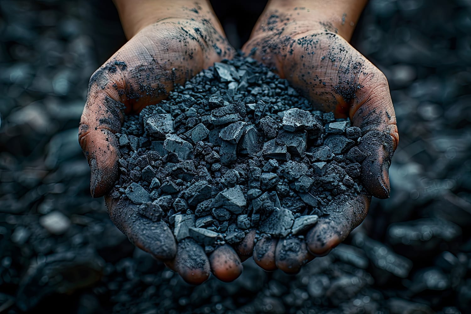 hands holding fine grey ash
