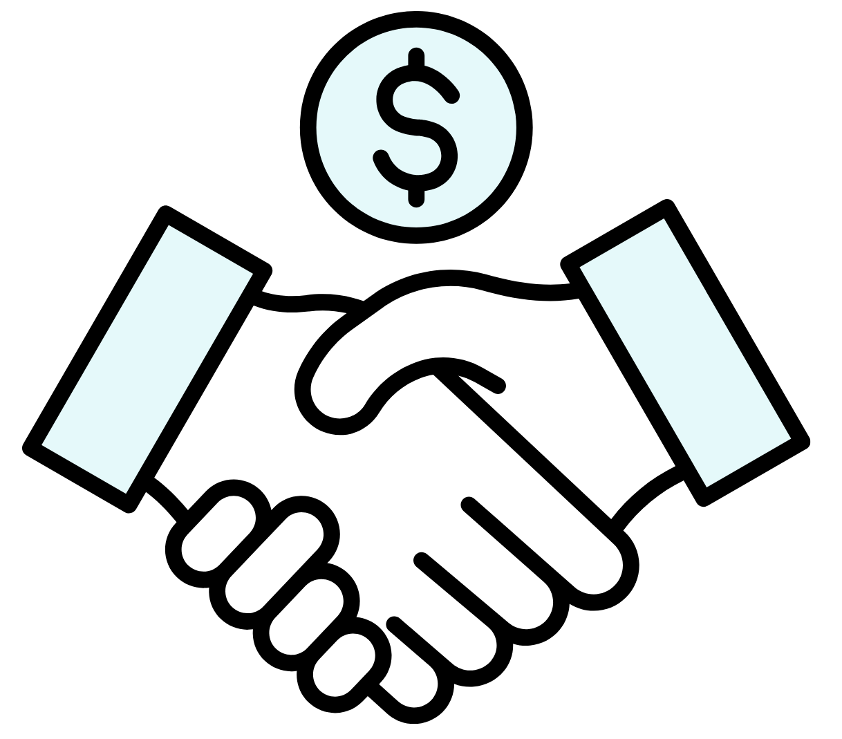 Icono de negociación profesional entre comprador y vendedor