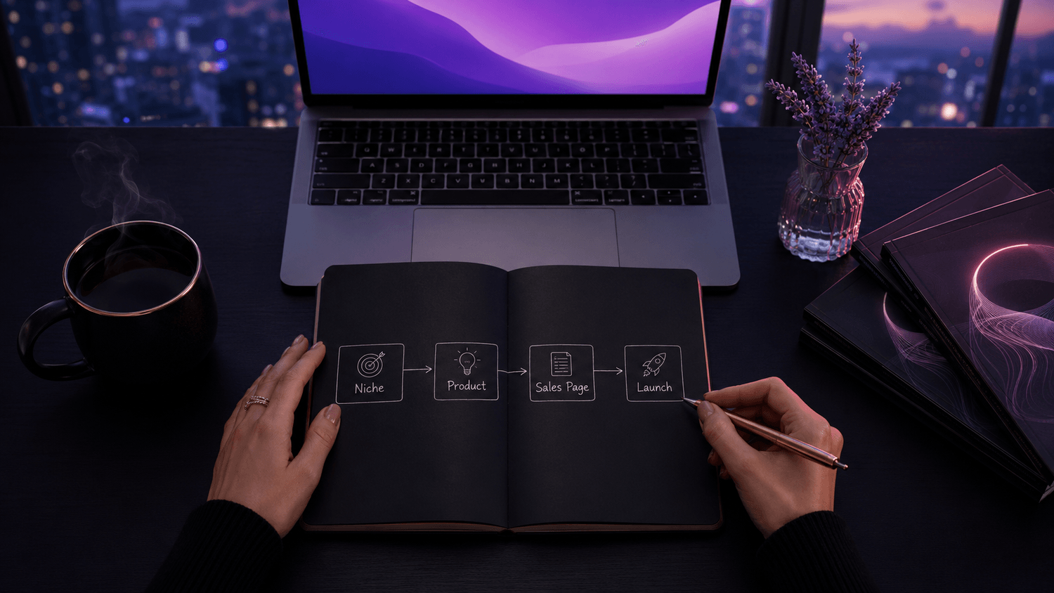 Faceless brand creator at desk