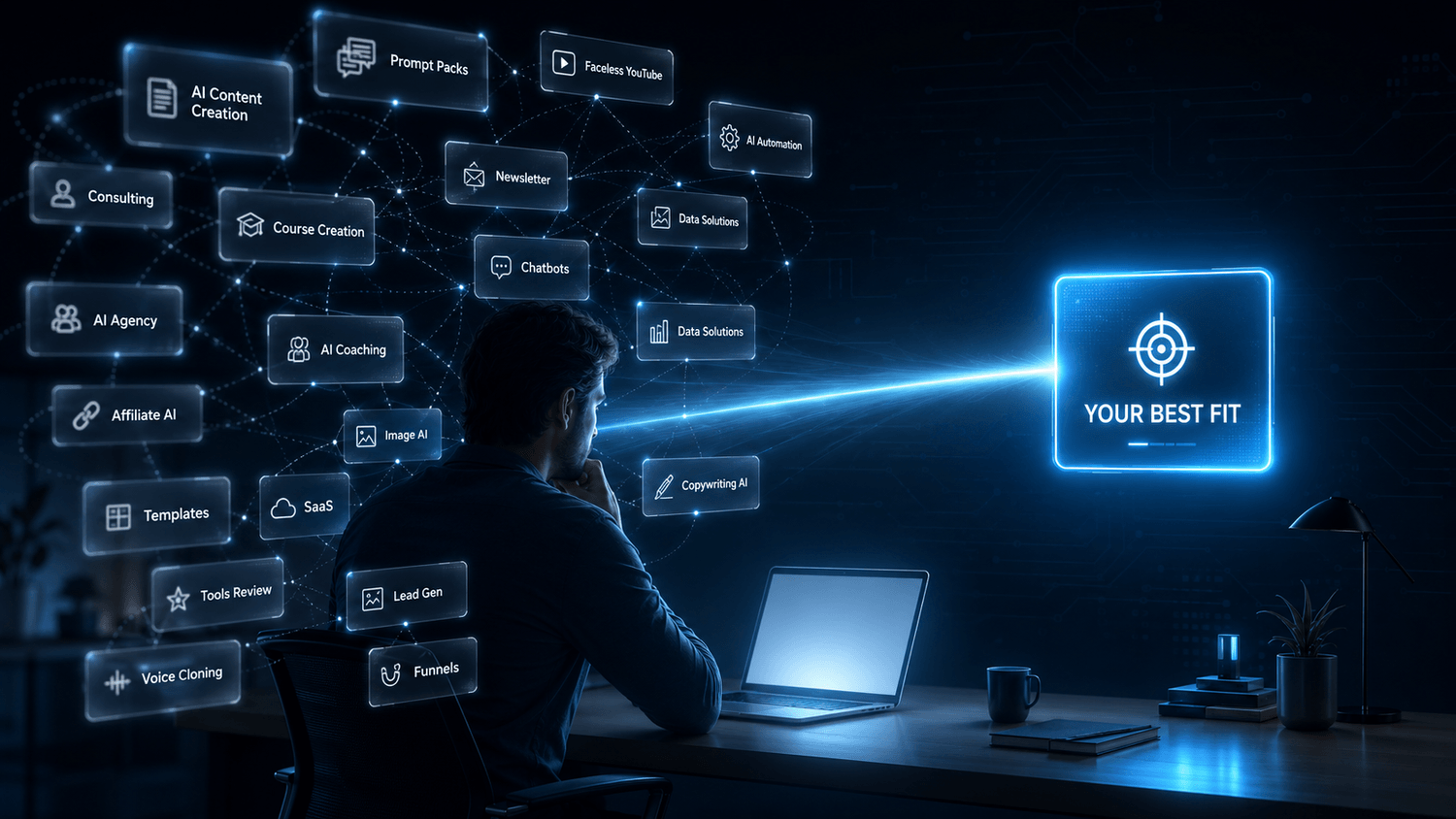Knowledge worker overwhelmed by AI side hustle ideas