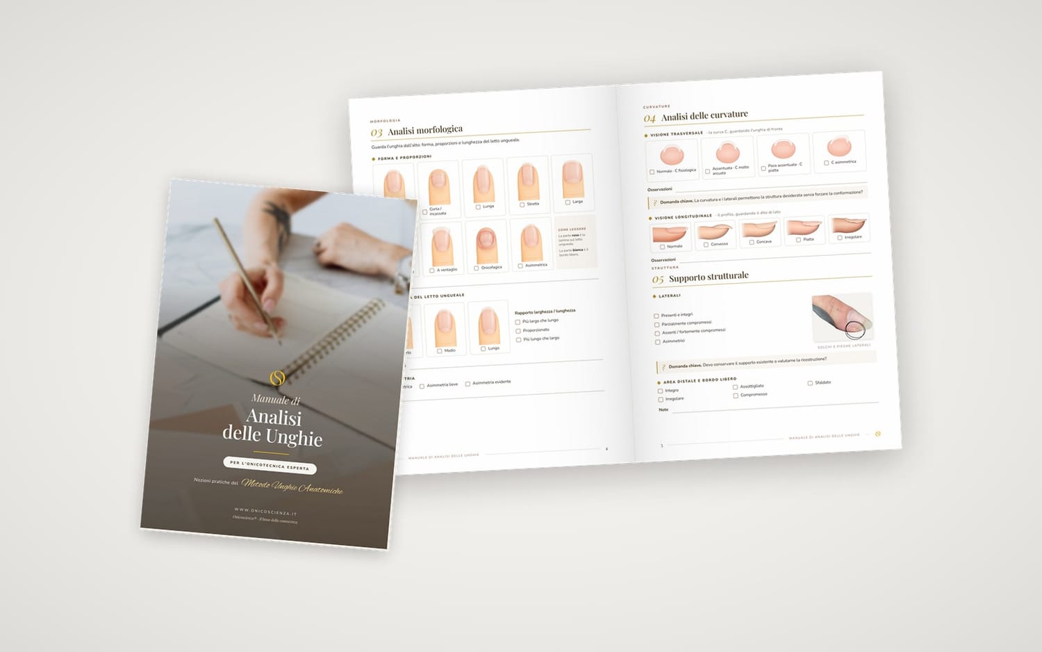 Manuale di Analisi delle Unghie: copertina e pagine interne