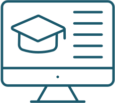 Icône ordinateur et chapeau d'étudiant