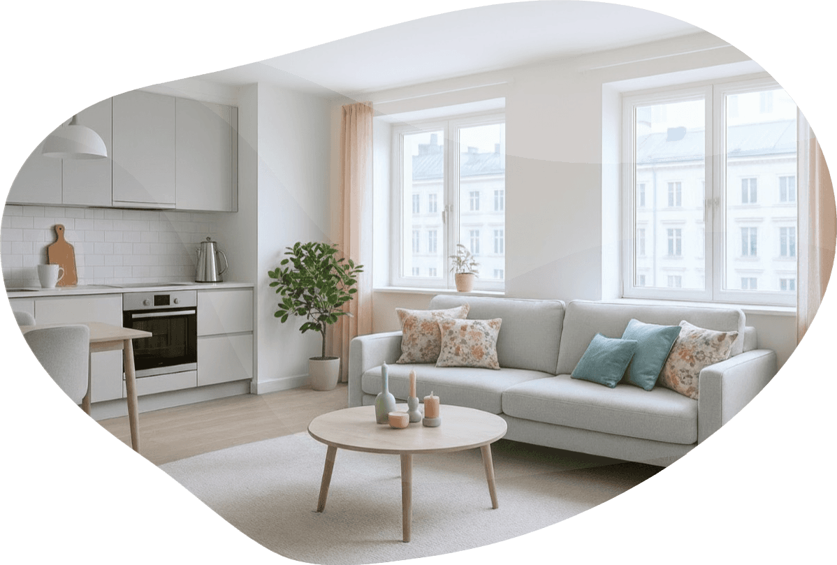 Salon et cuisine joliment arrangés