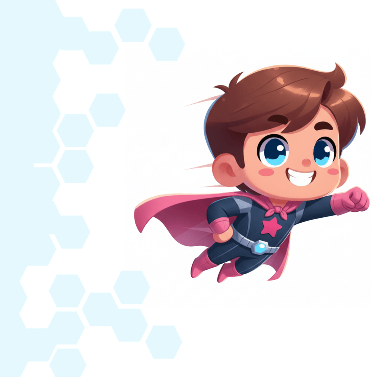 Super héros qui vole le poing en avant