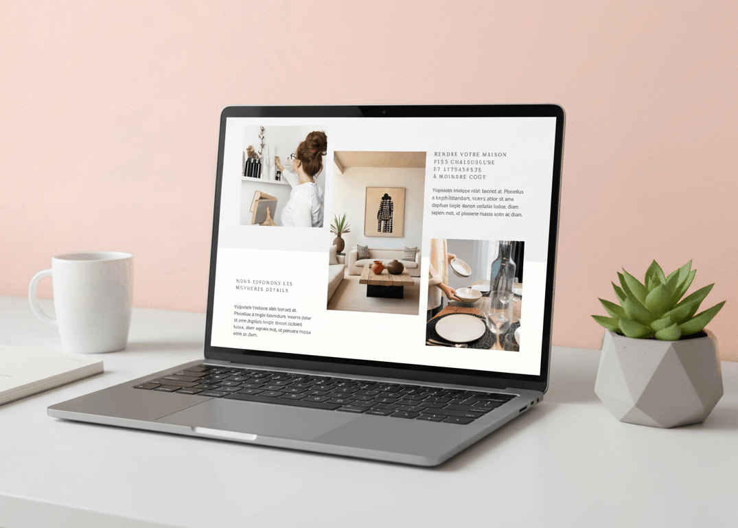 Ordinateur portable sur bureau blanc