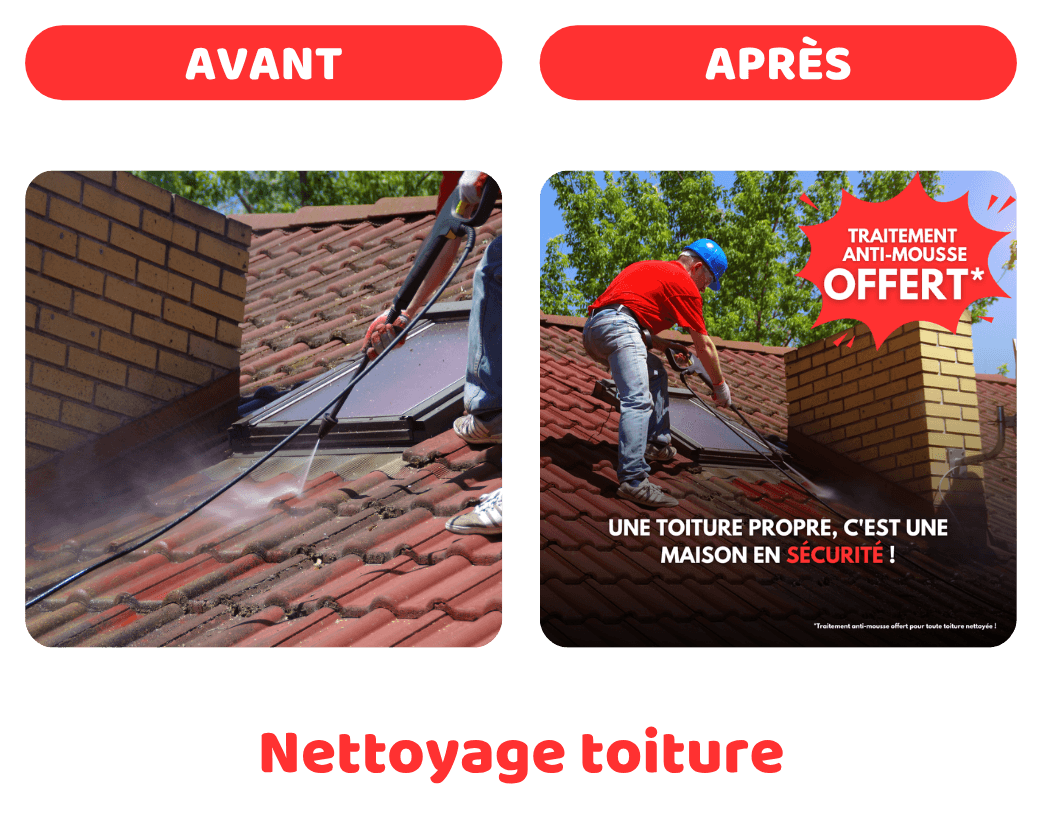 Avant / Après nettoyage toiture
