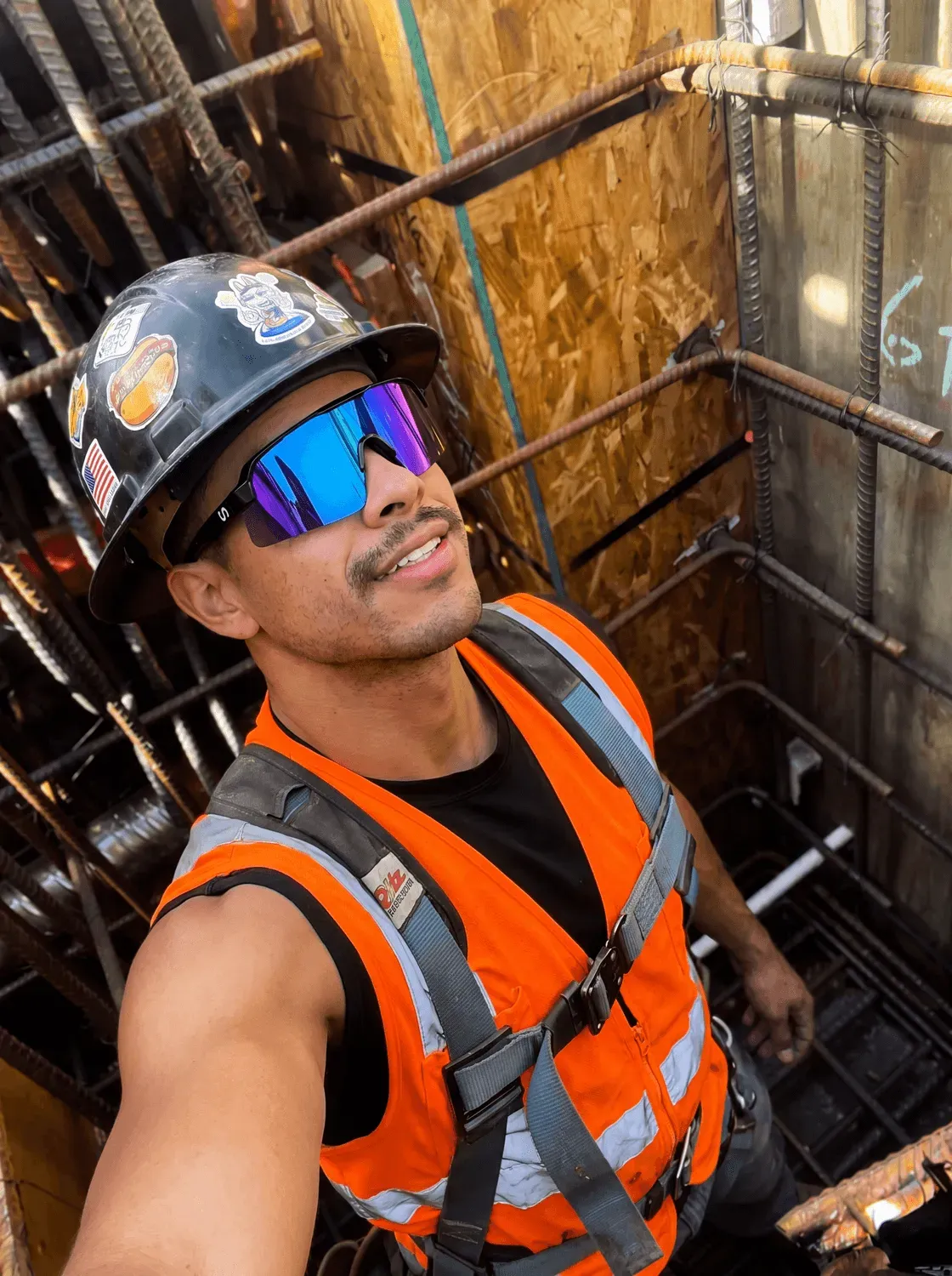 Rangers safety glasses on construction worker city skyline