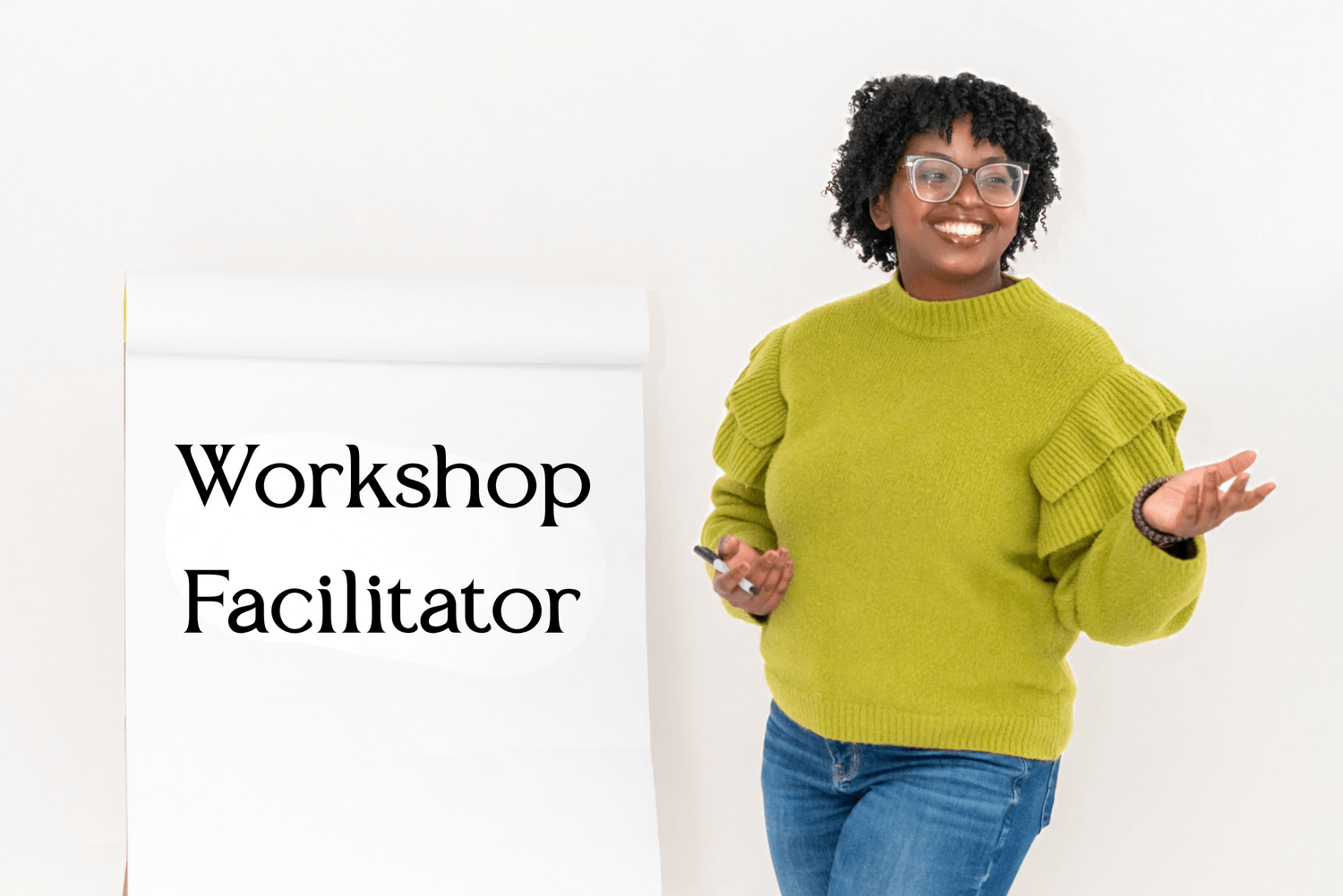 “Workshop facilitator leading a small group discussion with educators and mental health professionals”