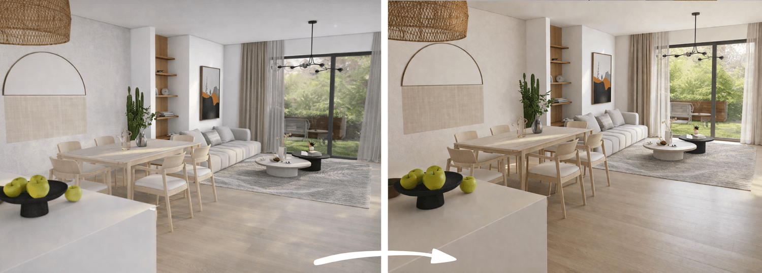 Improvement of quality of rendered image - living room
