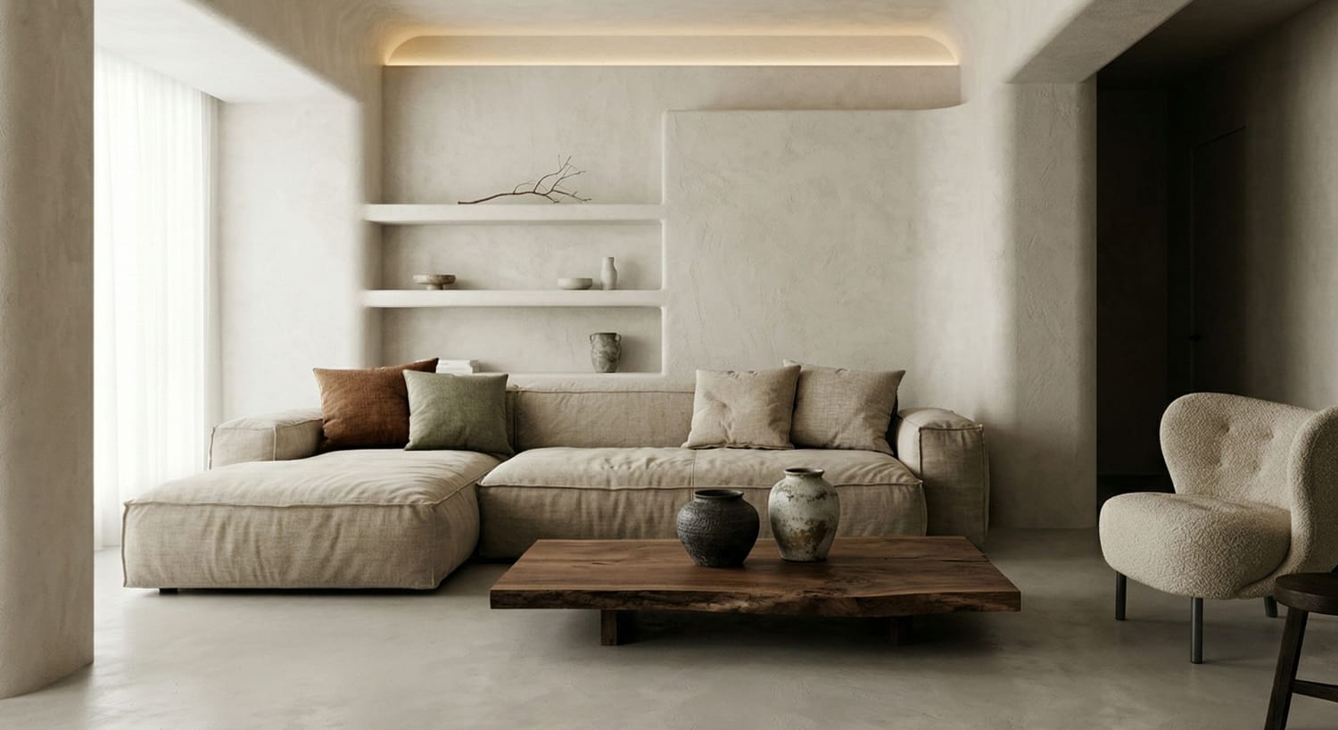Modern, rustic living room - inspirational AI image