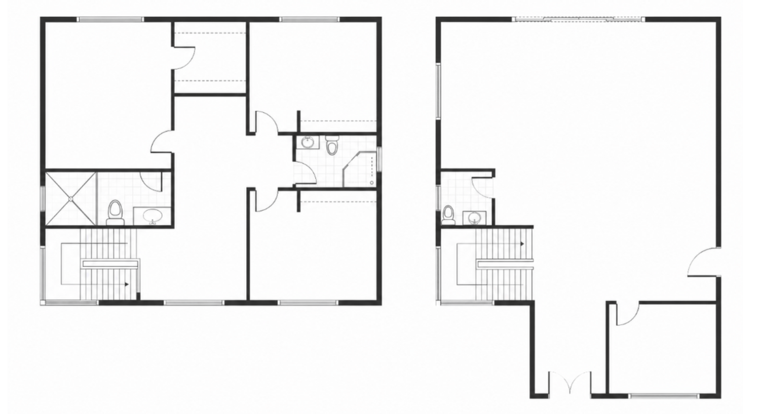 Black and white floor plan sketch