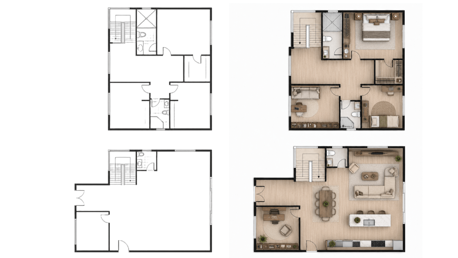 Transformation of sketch floor plan into 2D floor plan