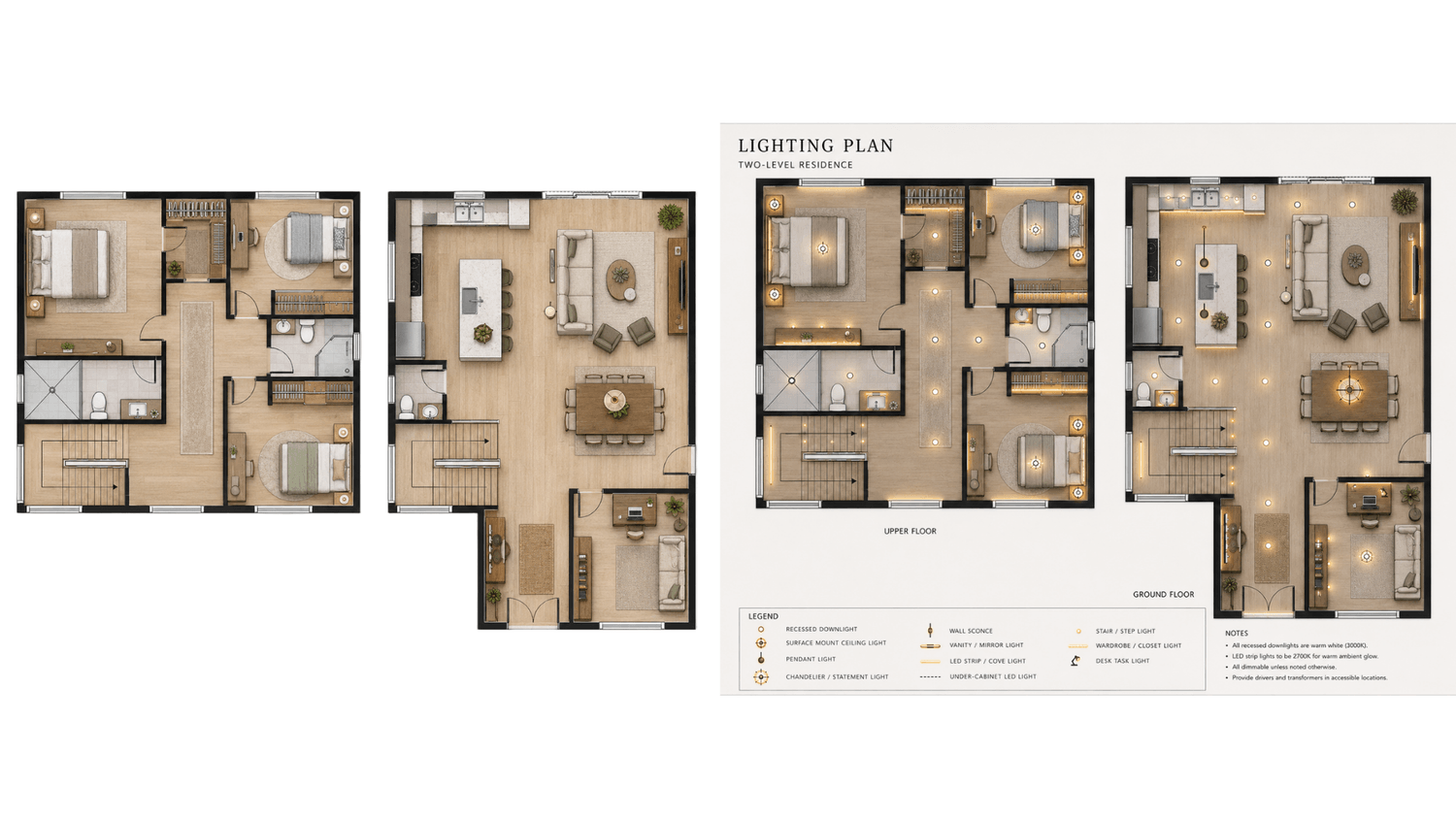 Cretion of lighting plan based on the floor plan