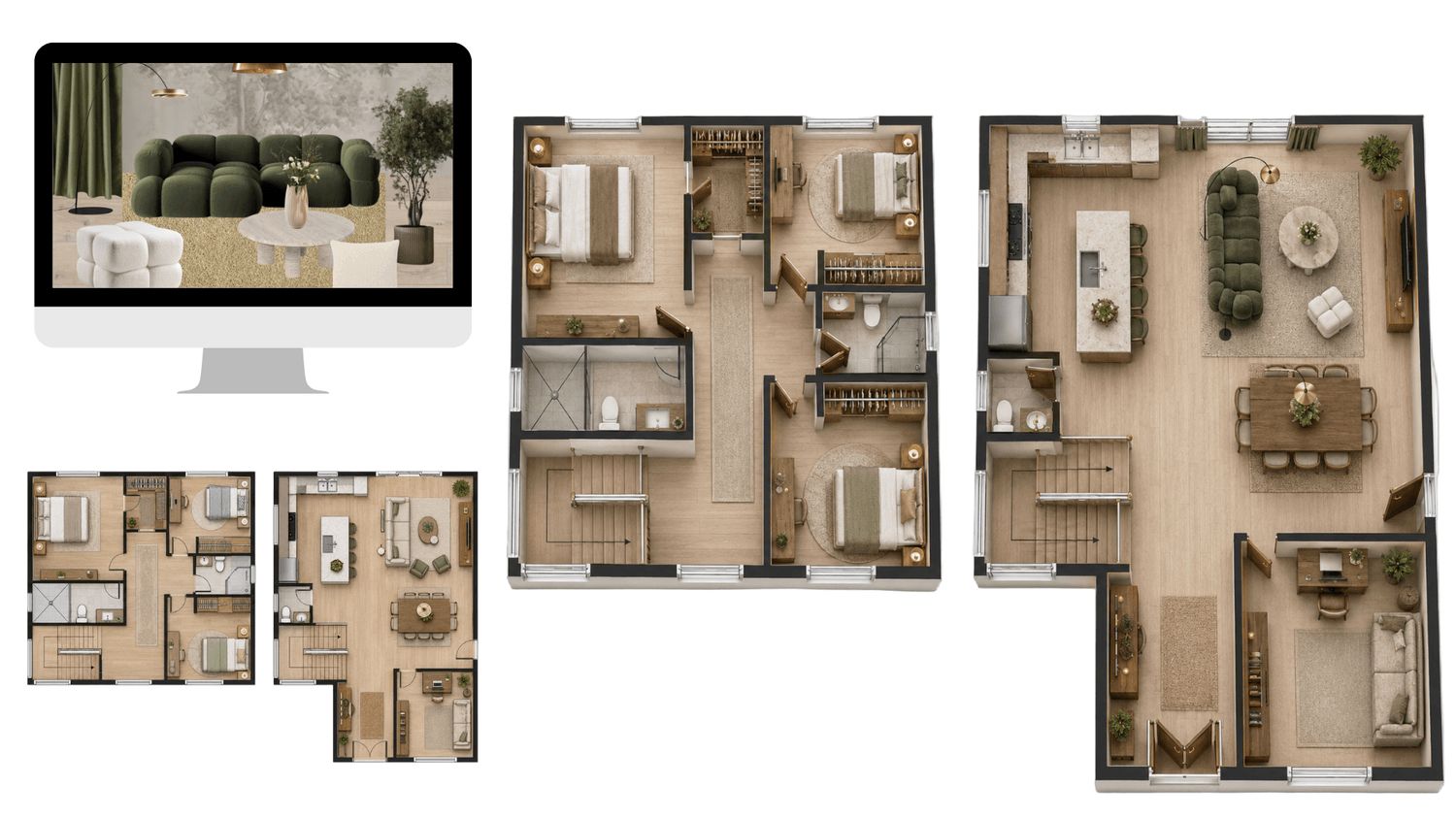 3D floor plan - interior modification with AI