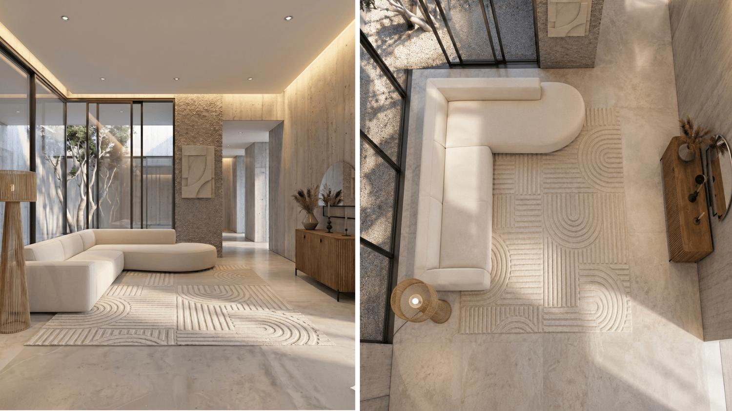 Changing perspective: top-down perspective of the living room