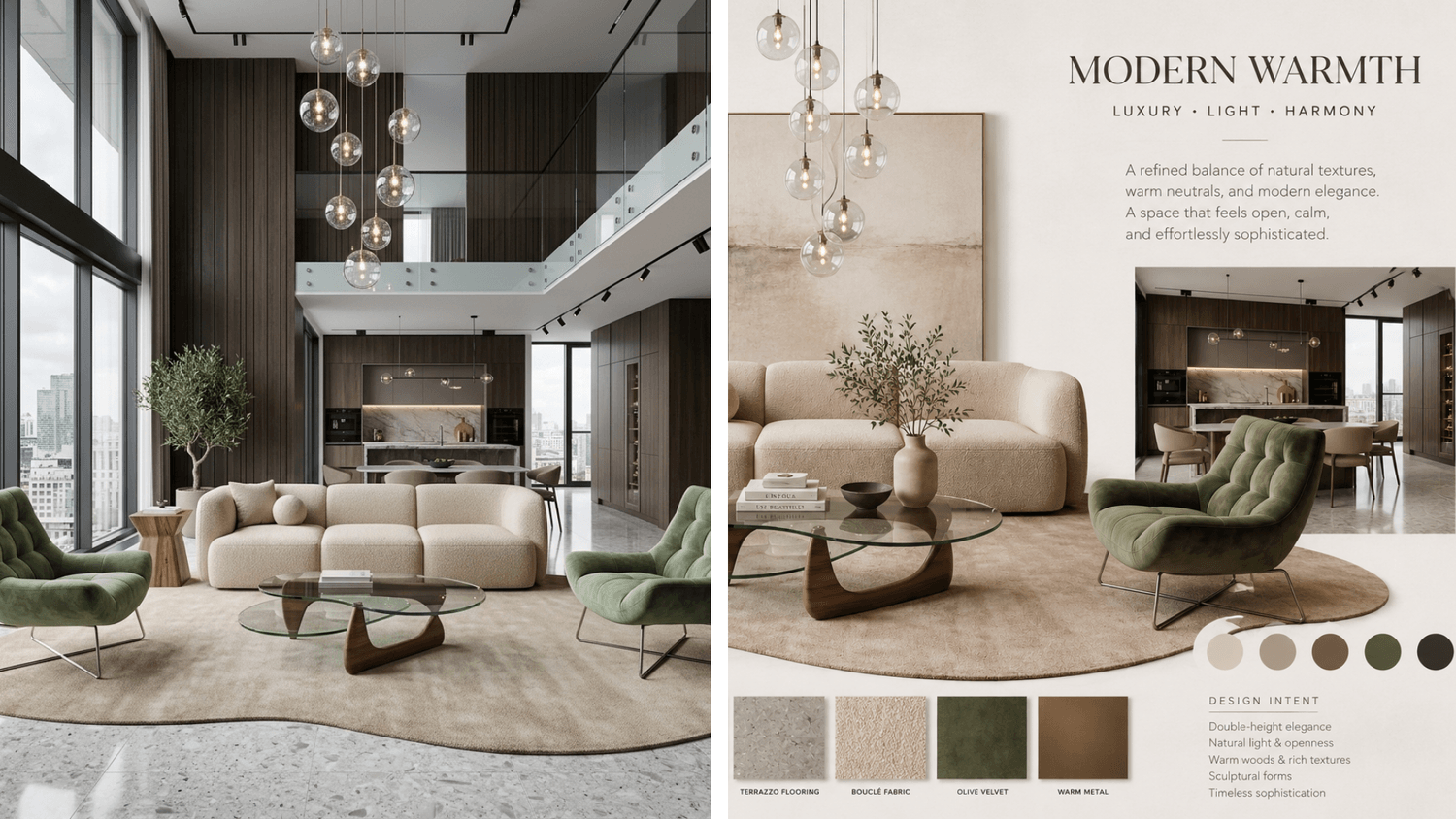 Creating an AI-generated living room moodboard based on the provided image