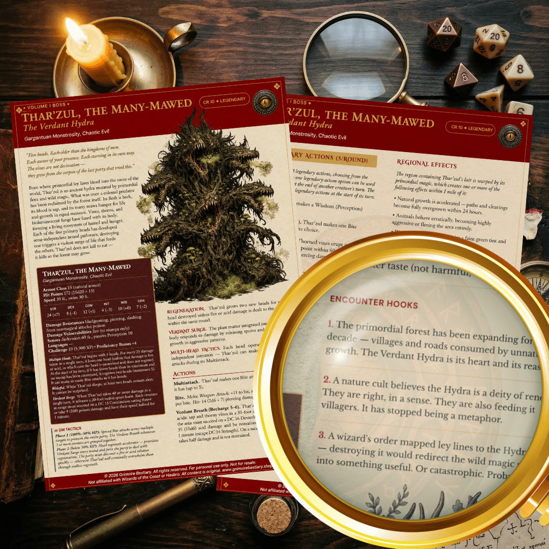 Grimoire Bestiary — 3 Encounter Hooks Per Monster