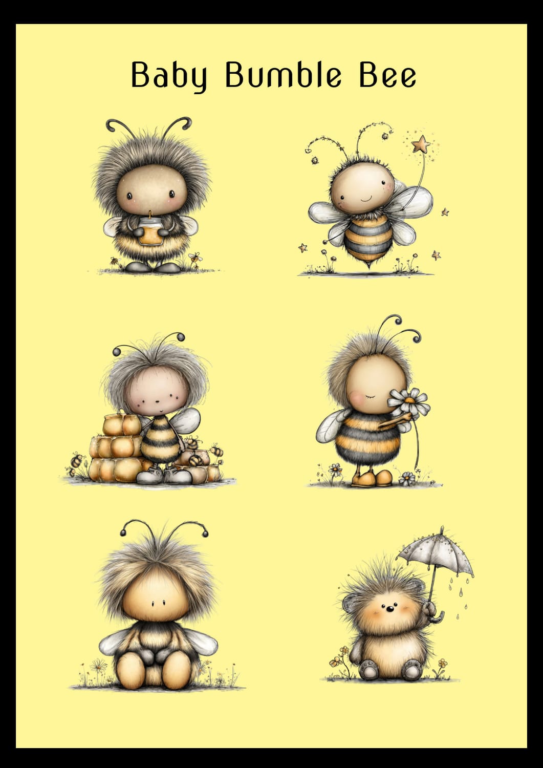 Baby Bumble Bee Sticker Sheet 001 