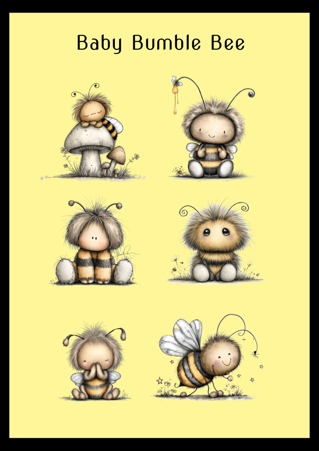 Baby Bumble Bee Sticker Sheet 002