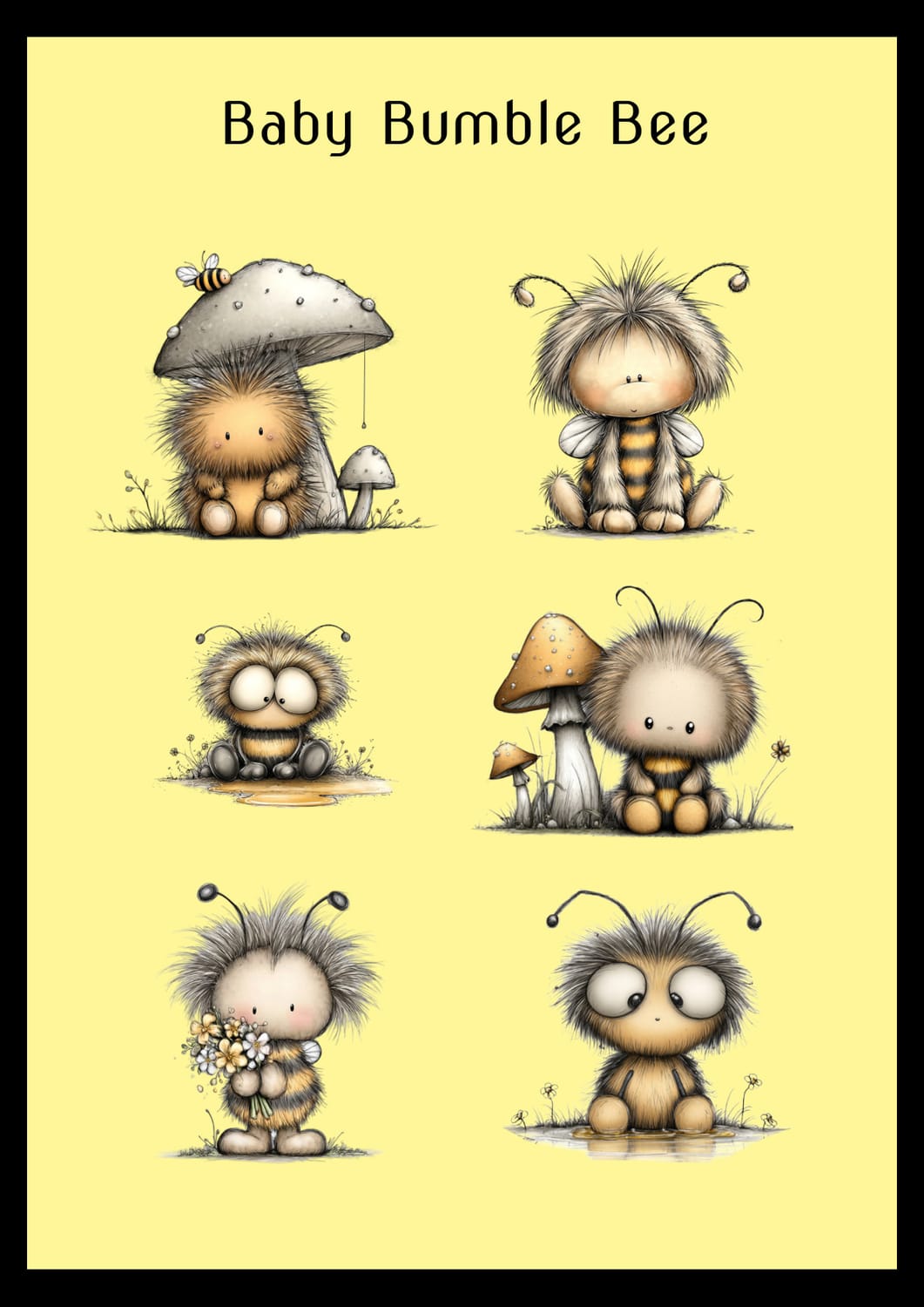Baby Bumble Bee Sticker Sheet 003
