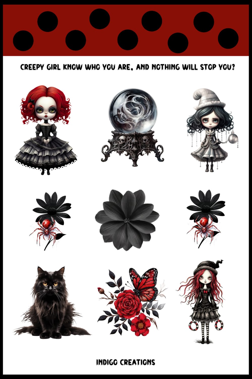 Creepy Girl Sticker Sheet 