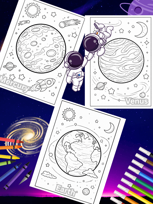 Solar System coloring book cover