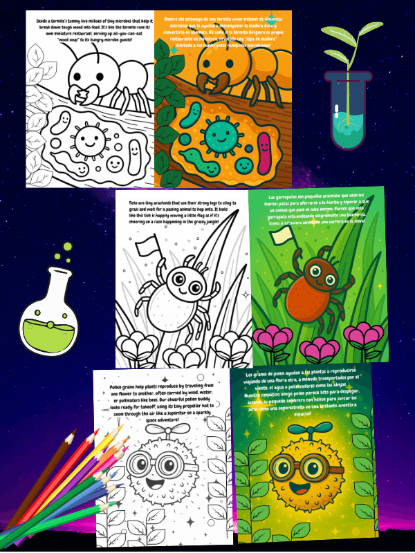 Tiny World Under a Microscope coloring book cover