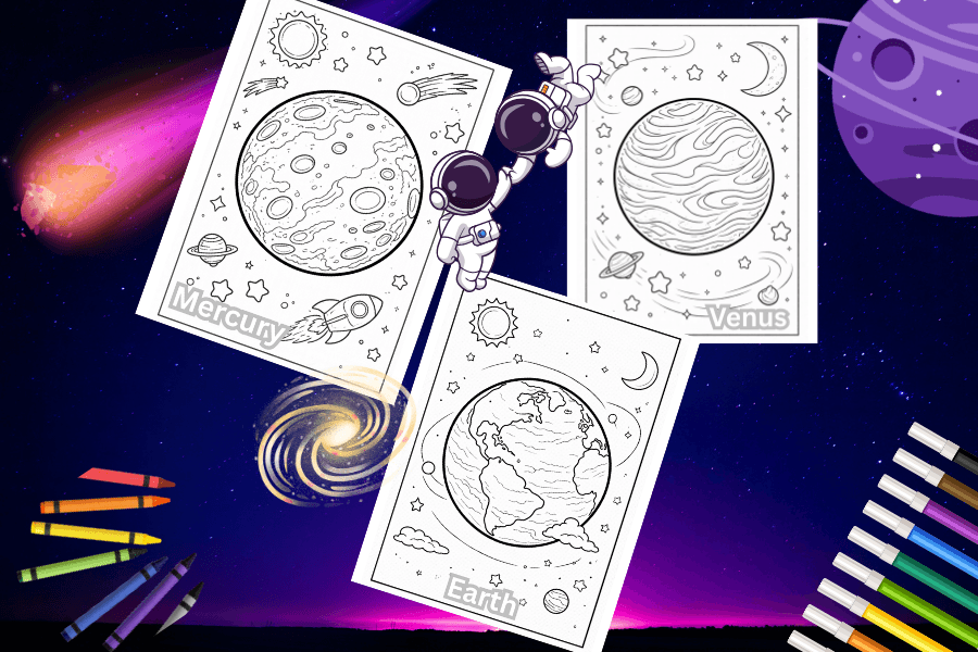 Solar System coloring pages cover